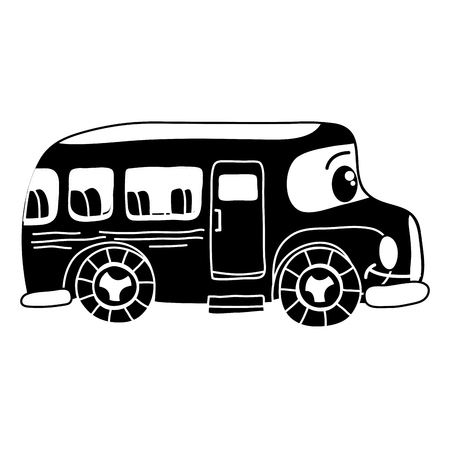 silhouette  happy school bus transport vector illustrationのイラスト素材