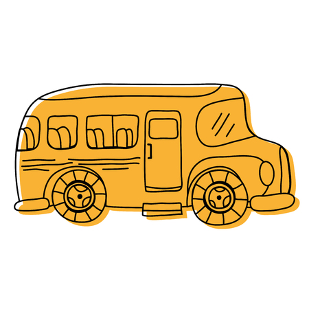 color vehicle school bus education transportationのイラスト素材
