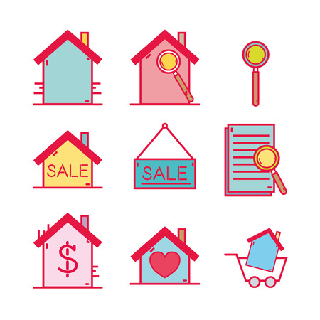 set line flat icons designのイラスト素材