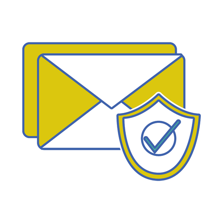 E-mail letter message with security shieldのイラスト素材