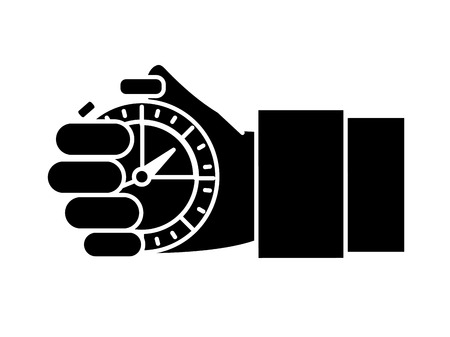 silhouette hand man with chronometer time objectのイラスト素材