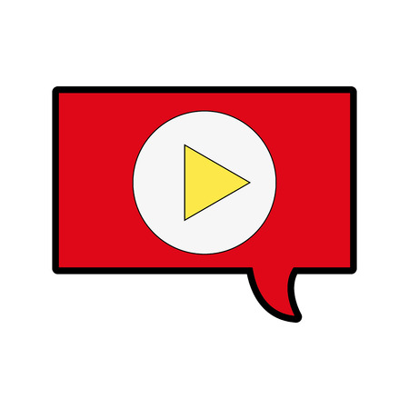 Full color chat bubble with screen play video iconのイラスト素材