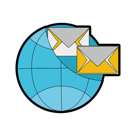 Full color global connection with e-mail letter messageのイラスト素材