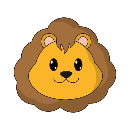 lion head cute wild animal vector illustrationのイラスト素材