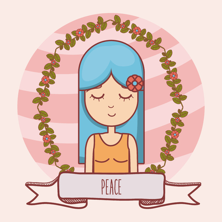 Hippie cute cartoon icon vector illustration graphic designのイラスト素材