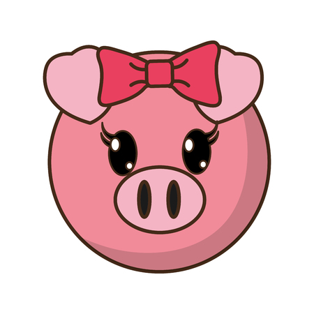 female pig head cute animalのイラスト素材
