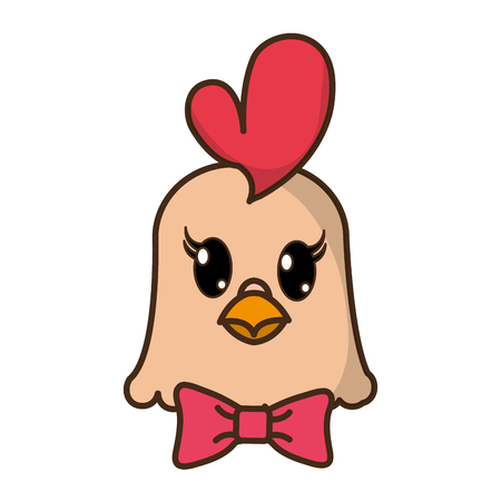 hen head cute animal with ribbon bowのイラスト素材