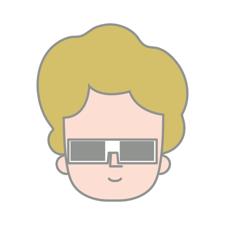 line color man with hairstyle design and 3d glassesのイラスト素材