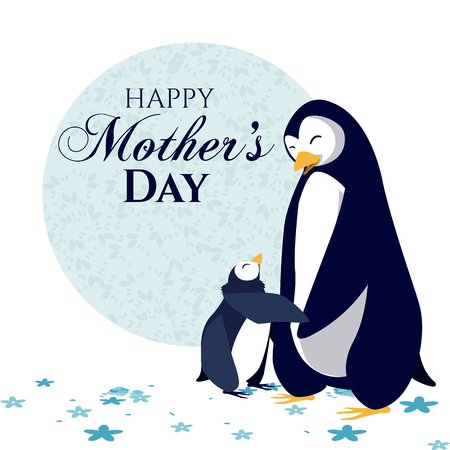 Happy mothers day penguin cartoon icon vector illustration graphic designのイラスト素材