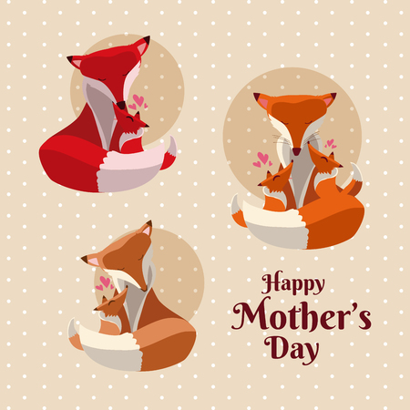 Happy mothers day fox cartoon icon vector illustration graphic designのイラスト素材