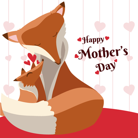 Happy mothers day fox cartoon icon vector illustration graphic designのイラスト素材