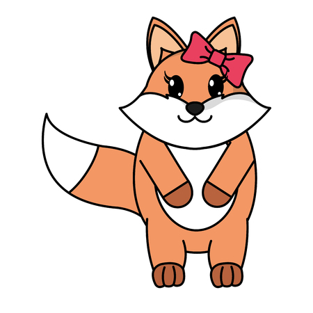 adorable female fox animal with ribbon bow vector illustrationのイラスト素材