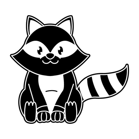 silhouette raccoon cute wild animal character vector illustrationのイラスト素材