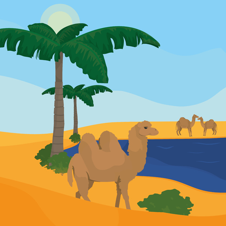Oasis On Desert Vector Illustration Graphic Designのイラスト 素材 ストックフォト 写真素材のstock Foto ストックドットフォト