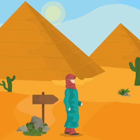 Egyptian pyramids on desert vector illustration graphic designのイラスト素材