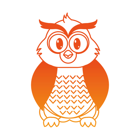 orange line owl cute wild animal character vector illustrationのイラスト素材