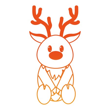 orange line reindeer cute wild animal character vector illustrationのイラスト素材