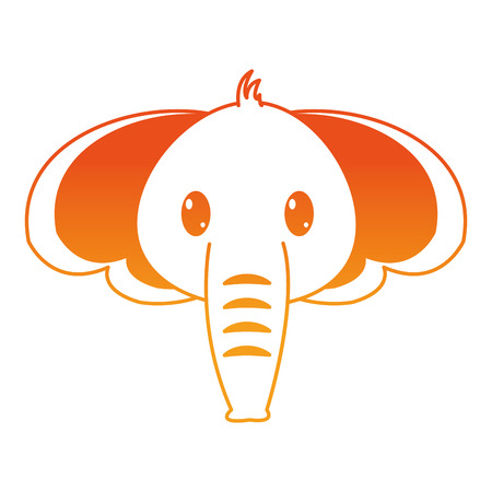 orange line elephant head cute animal character vector illustrationのイラスト素材