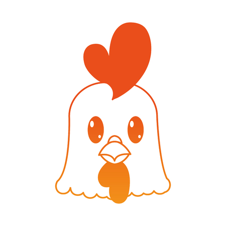 orange line rooster head cute animal character vector illustrationのイラスト素材