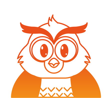 orange line adorable owl cute animal character vector illustrationのイラスト素材