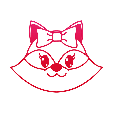 fucsia line female raccoon head cute animal vector illustrationのイラスト素材