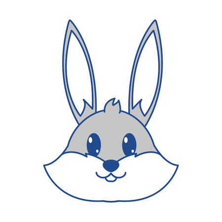 line color rabbit head cute animal characterのイラスト素材