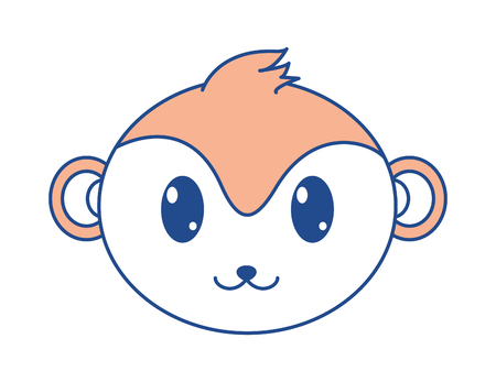 line color monkey head cute animal characterのイラスト素材