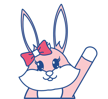 line color adorable female rabbit cute animal vector illustrationのイラスト素材