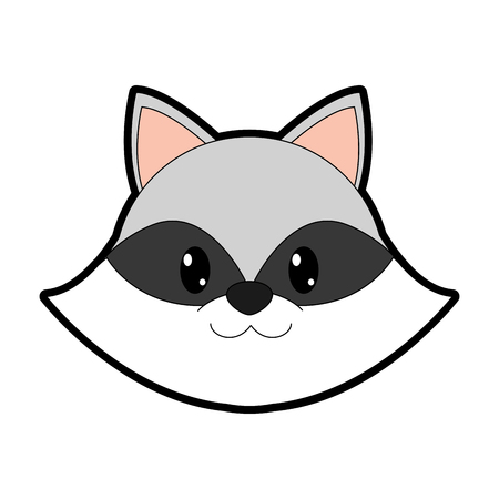 full color raccoon head cute animal characterのイラスト素材