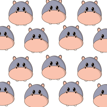Hippopotamus head cute animal character backgroundのイラスト素材