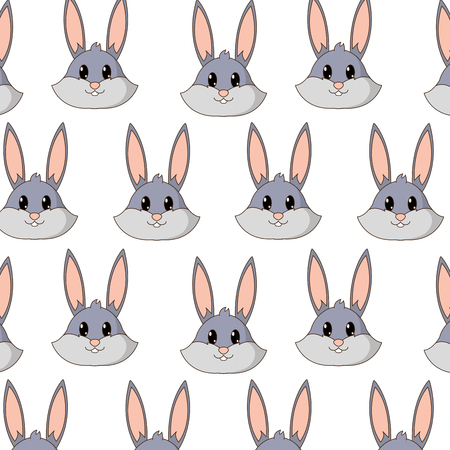 rabbit head cute animal character backgroundのイラスト素材