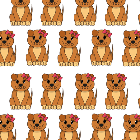 Female dog cute animal with ribbon bow backgroundのイラスト素材