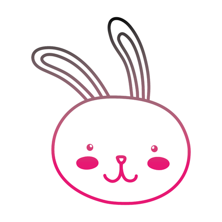 Color line happy rabbit head animal character illustration.のイラスト素材