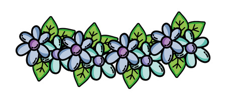 Icon beauty flowers with leaves branches decoration vector illustrationのイラスト素材