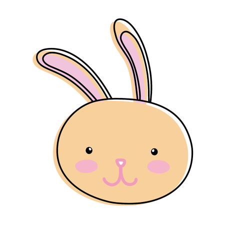 Line color happy rabbit head animal characterのイラスト素材