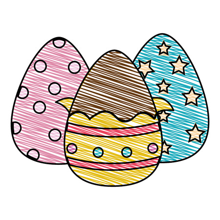 grated chocolate eggs easter decorations design Vector illustration.のイラスト素材