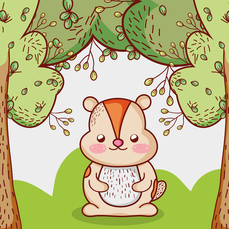 Squirrel in the forest cartoons vector illustration graphic designのイラスト素材
