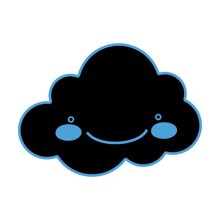 Neon flat kawaii happy cloud weather in the sky.のイラスト素材