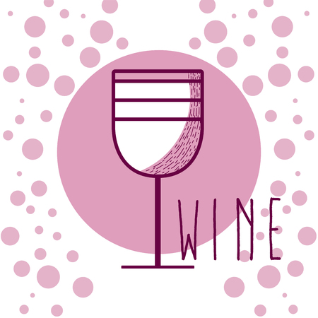 Wine cup over purples rounds background vector illustration graphic designのイラスト素材