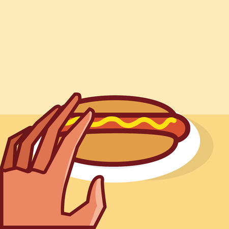 Hand holding to hot dog.のイラスト素材