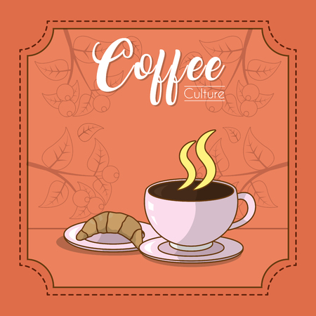 Coffee time with croissant vector illustration graphic designのイラスト素材