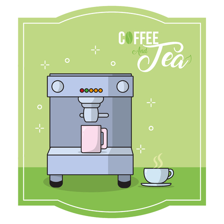 Coffee and tea concept with coffee machineのイラスト素材