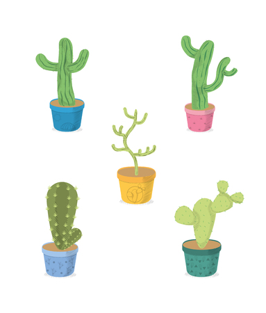 Cactus on pot cartoons icons vector illustration graphic design.のイラスト素材
