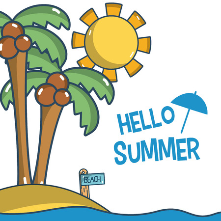 Hello summer cartoonsのイラスト素材