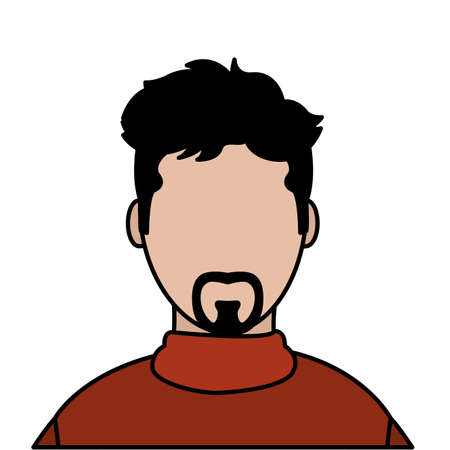 line color avatar man with casual shirt and faceless vector illustrationのイラスト素材