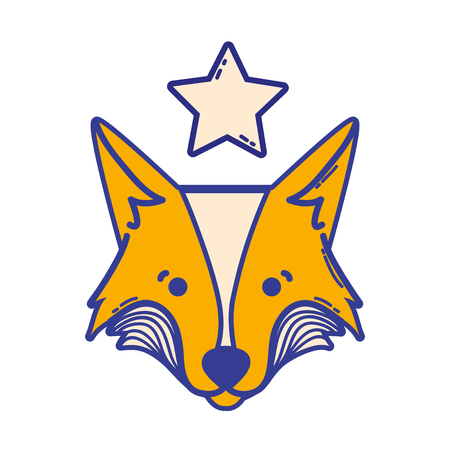 Hand drawn cute fox headのイラスト素材