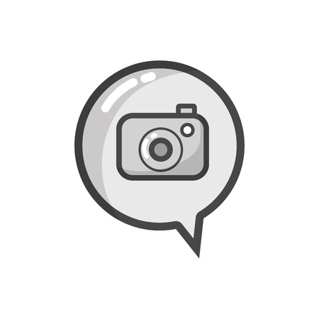 Gray-scale digital camera technology inside chat bubbleのイラスト素材
