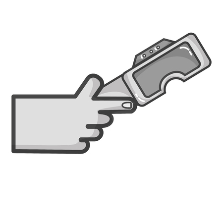 Gray-scale hand with 3d glasses technology equipmentのイラスト素材