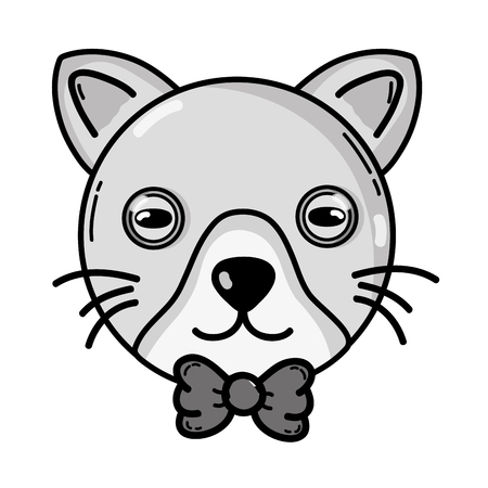 line cute cat female head with hearts eyes vector illustrationのイラスト素材