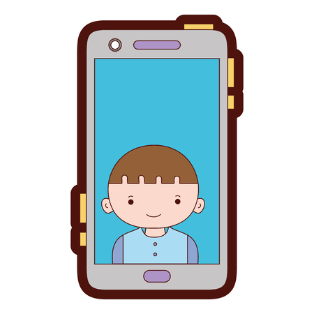 Line color smartphone technology with girl person communication.のイラスト素材